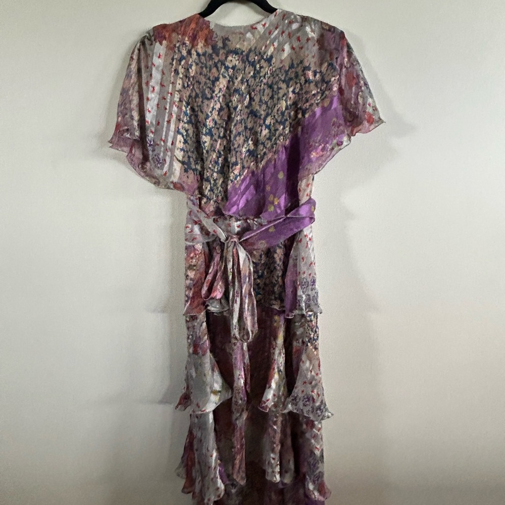 Etro Purple and Pink tiered silk Dress small